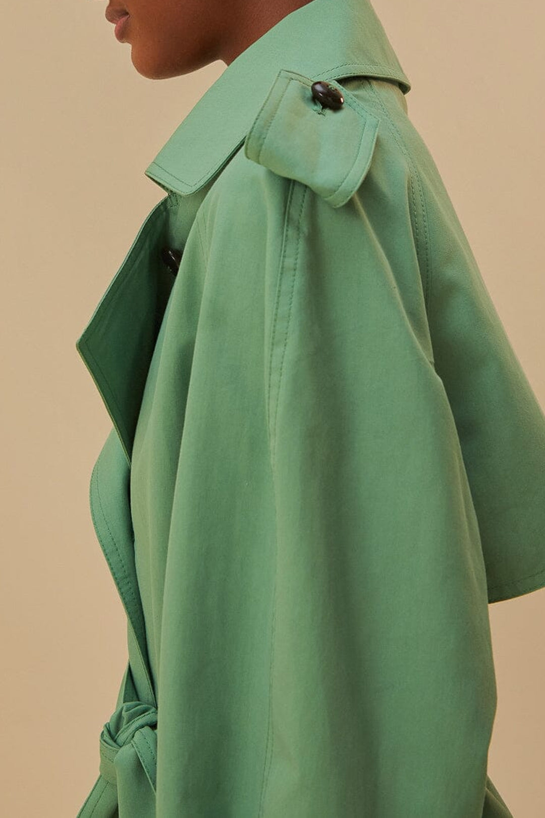 Trenchcoat court en coton - Vert