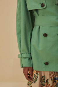 Trenchcoat court en coton - Vert