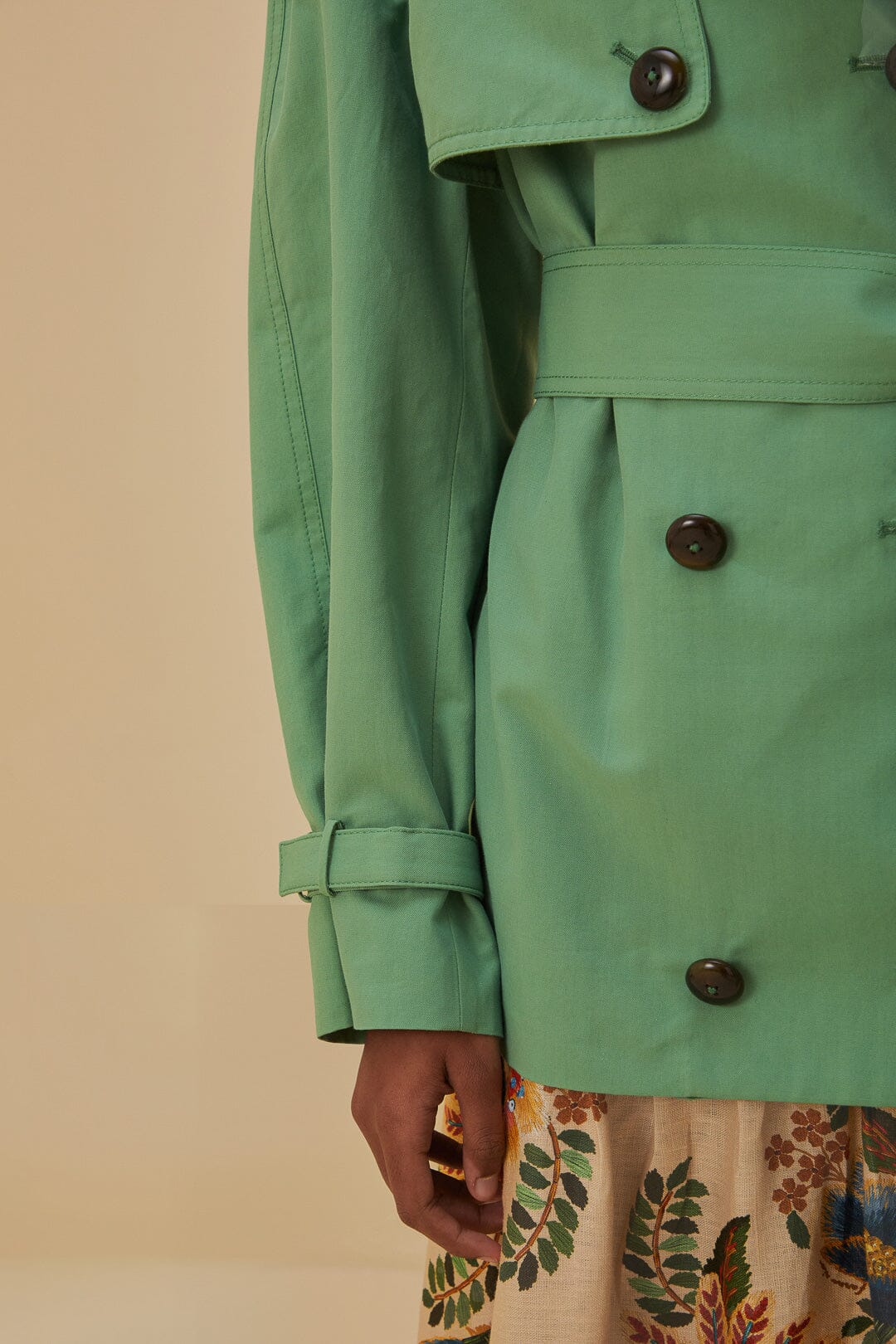 Trenchcoat court en coton - Vert