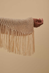 Cardigan à rayures et franges - Beige