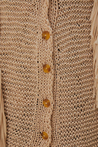 Cardigan à rayures et franges - Beige