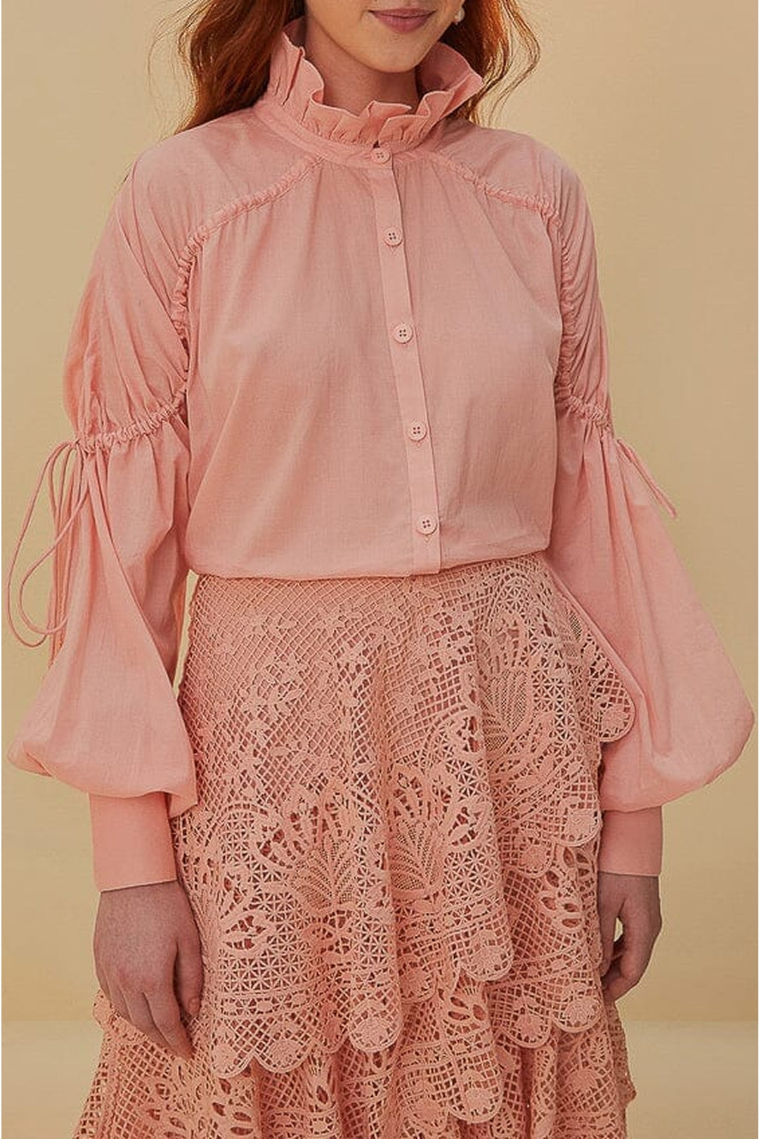 Blouse à manches longues en coton - Rose