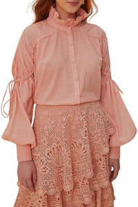 Blouse à manches longues en coton - Rose