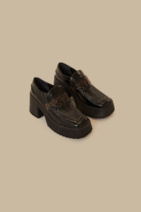 Mocassins compensé en cuir - Noir