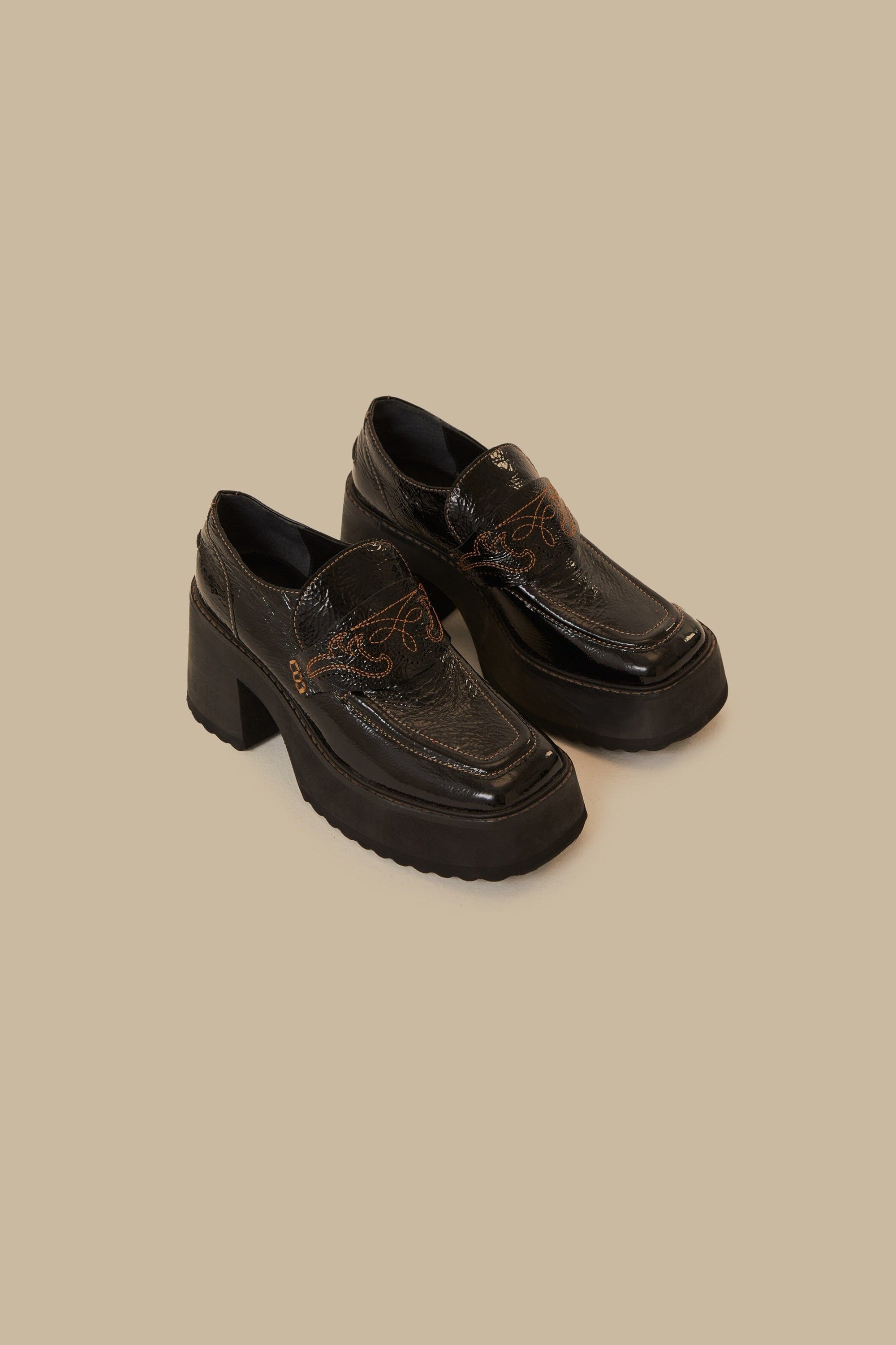 Mocassins compensé en cuir - Noir