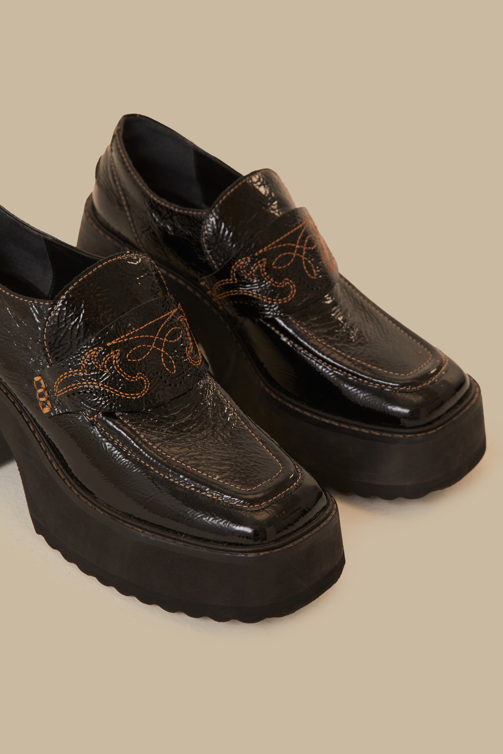 Mocassins compensé en cuir - Noir