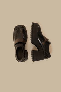 Mocassins compensé en cuir - Noir