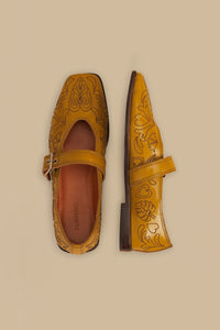 Ballerines brodées en cuir - Beige