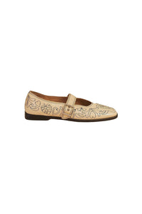 Ballerines brodées en cuir - Beige
