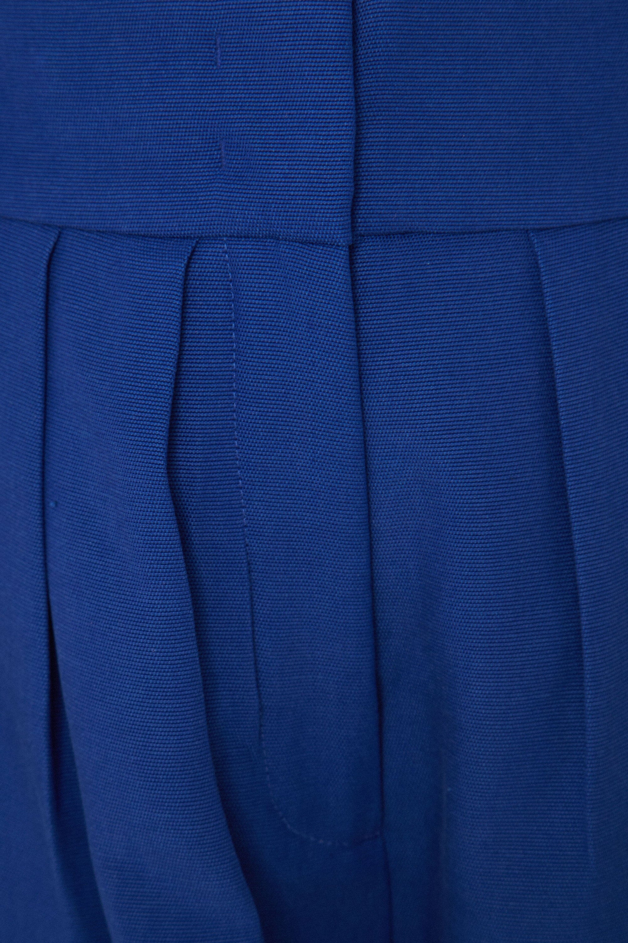 Short taille haute plissé en coton - Bleu