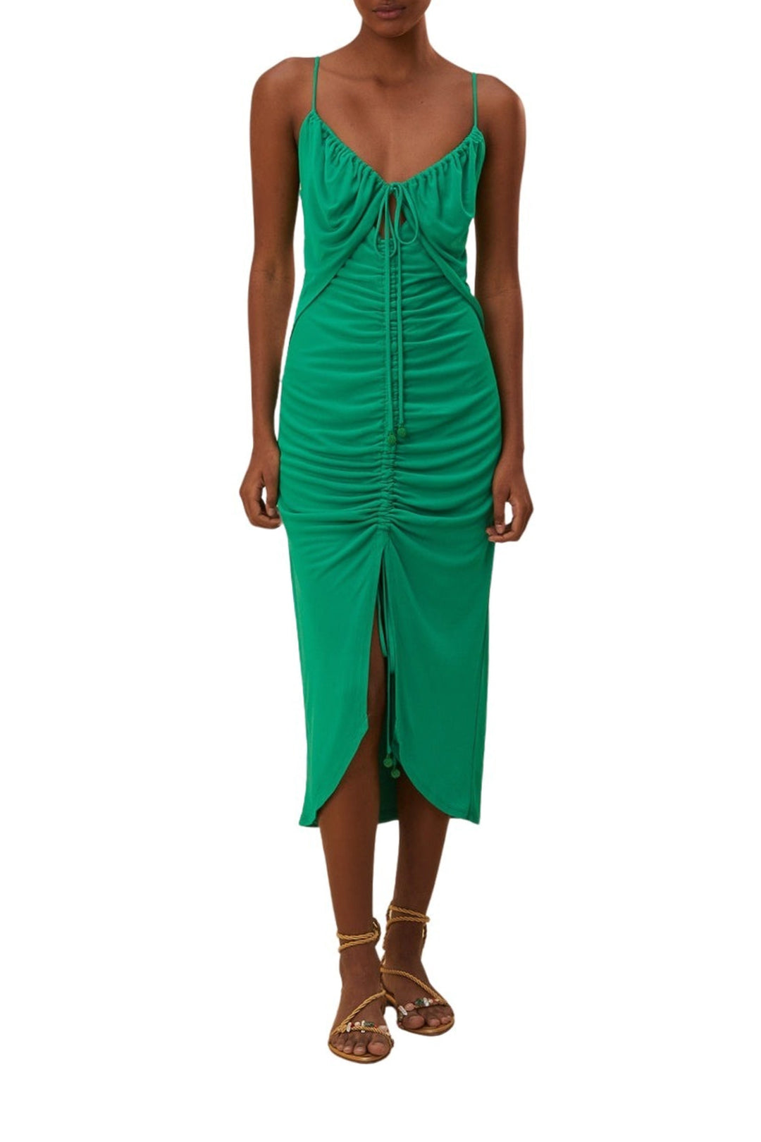 Robe midi sans manches à découpes - Vert