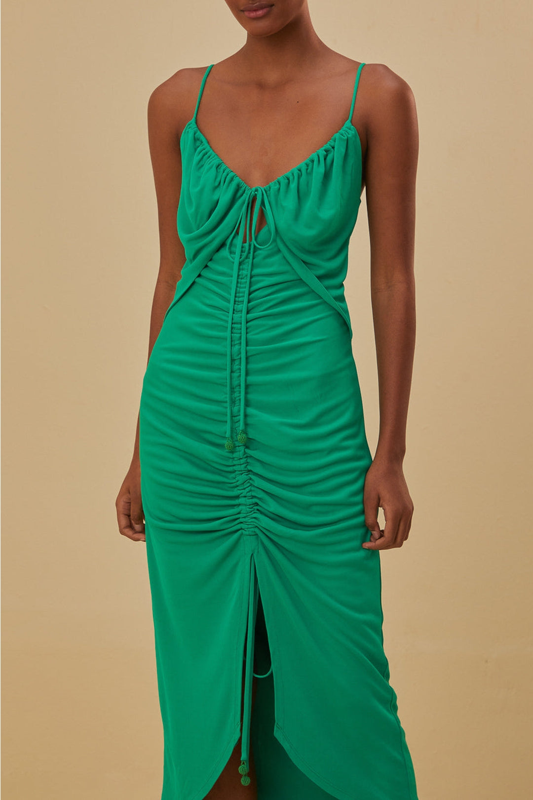 Robe midi sans manches à découpes - Vert