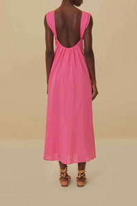 Robe longue sans manches à motifs floraux en coton - Rose