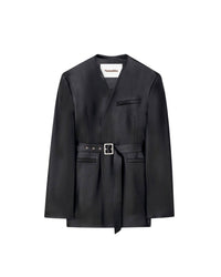 Veste blazer Rannia en satin cintré - Black