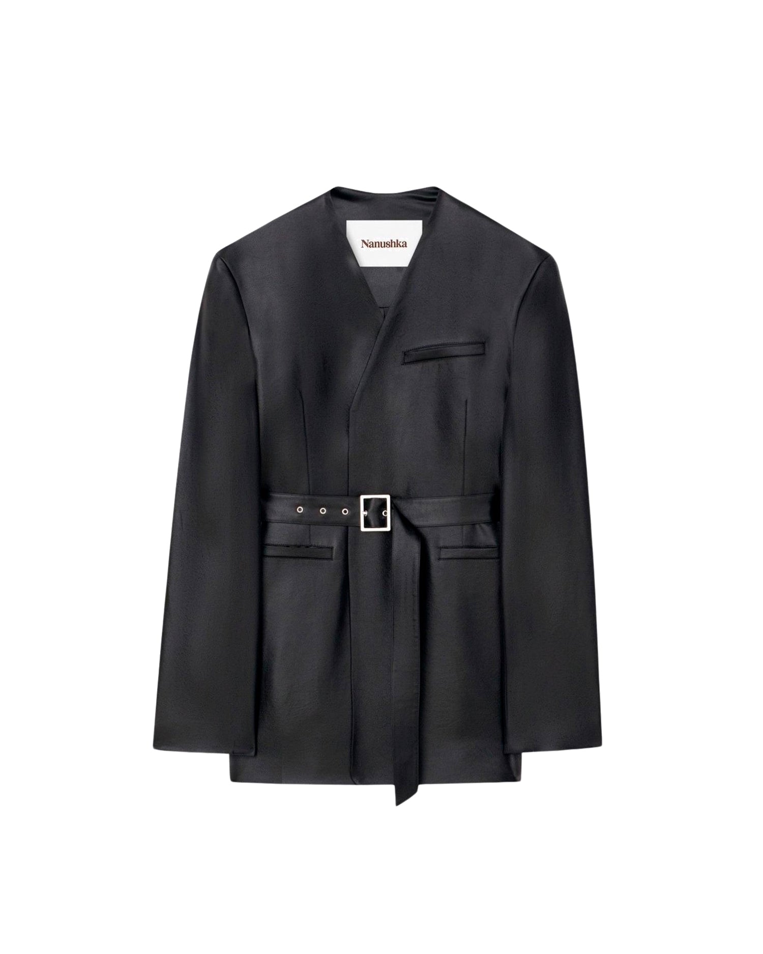 Veste blazer Rannia en satin cintré - Black