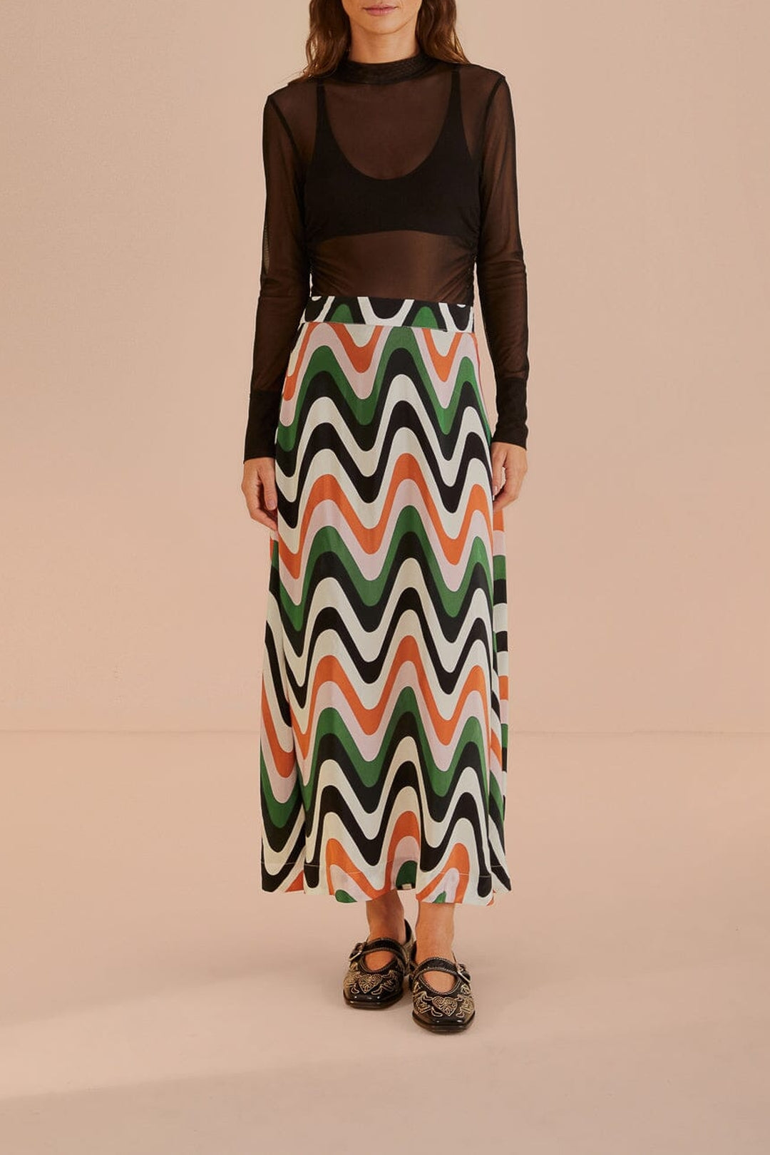 Jupe midi Wave Gradient - Multicolore