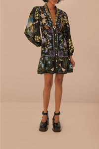 Robe courte Jardin d'hiver à manches longues - Noir