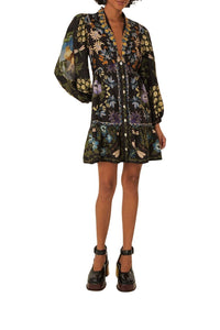 Robe courte Jardin d'hiver à manches longues - Noir
