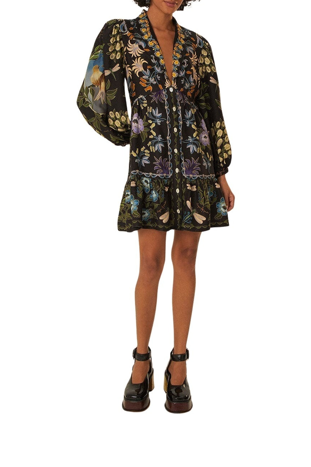 Robe courte Jardin d'hiver à manches longues - Noir