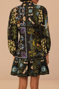Robe courte Jardin d'hiver à manches longues - Noir
