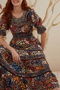 Robe longue Jujus Garden en coton - Noir