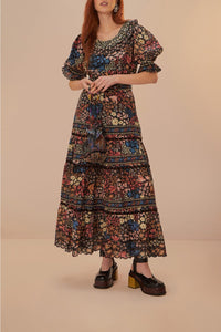 Robe longue Jujus Garden en coton - Noir