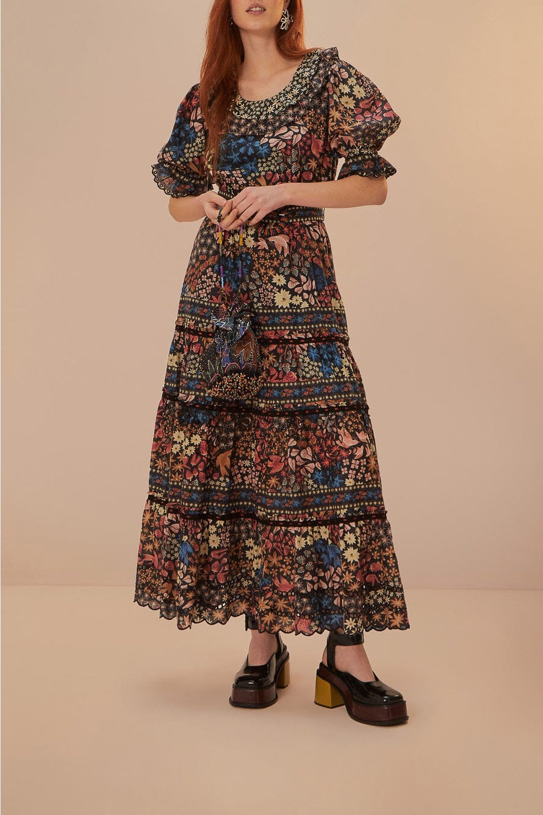 Robe longue Jujus Garden en coton - Noir