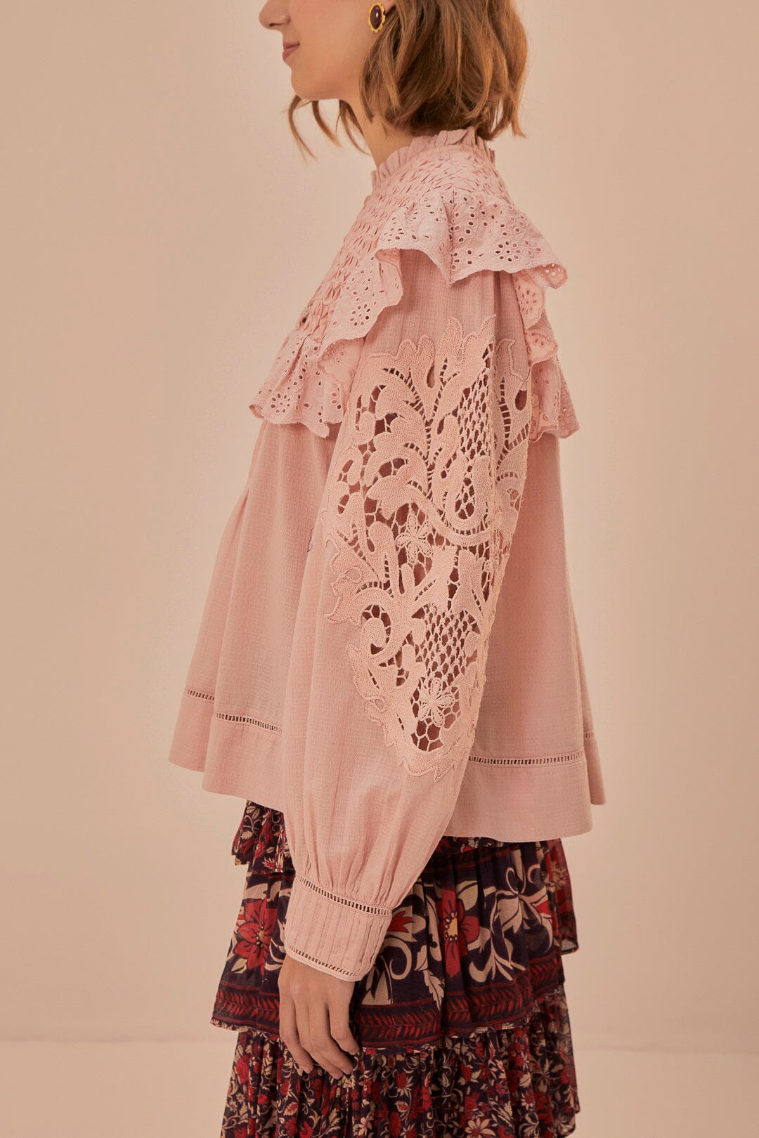 Blouse Nid d'Abeille en coton - Rose