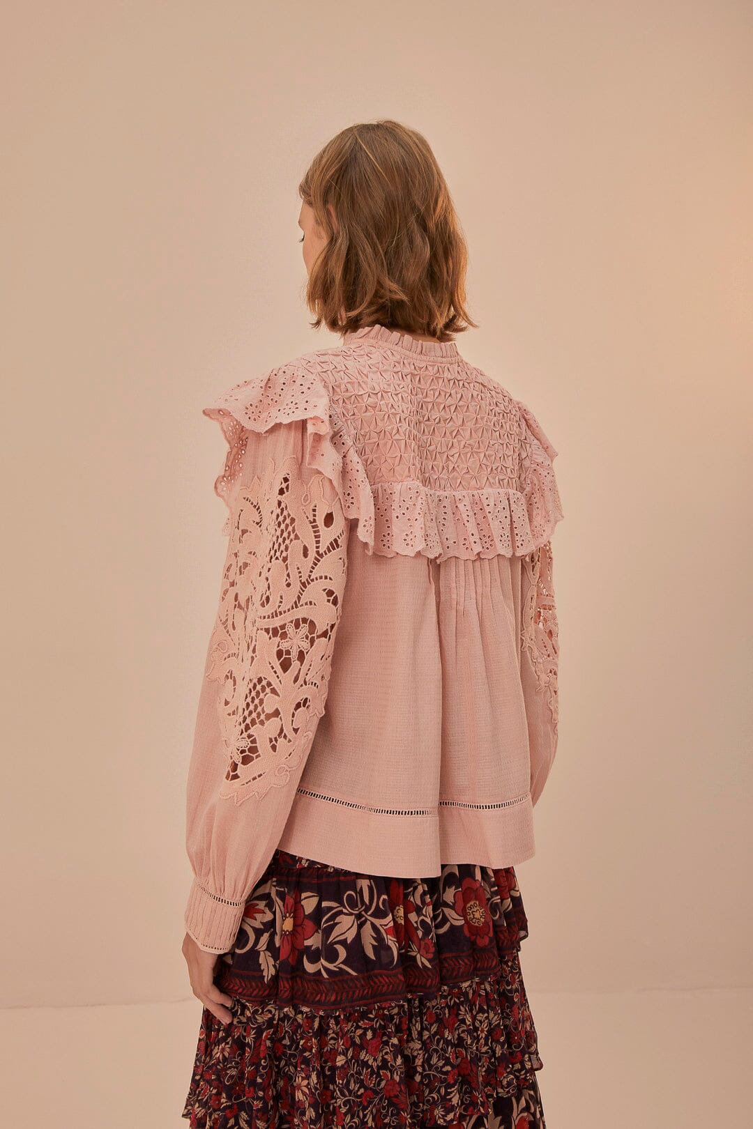 Blouse Nid d'Abeille en coton - Rose
