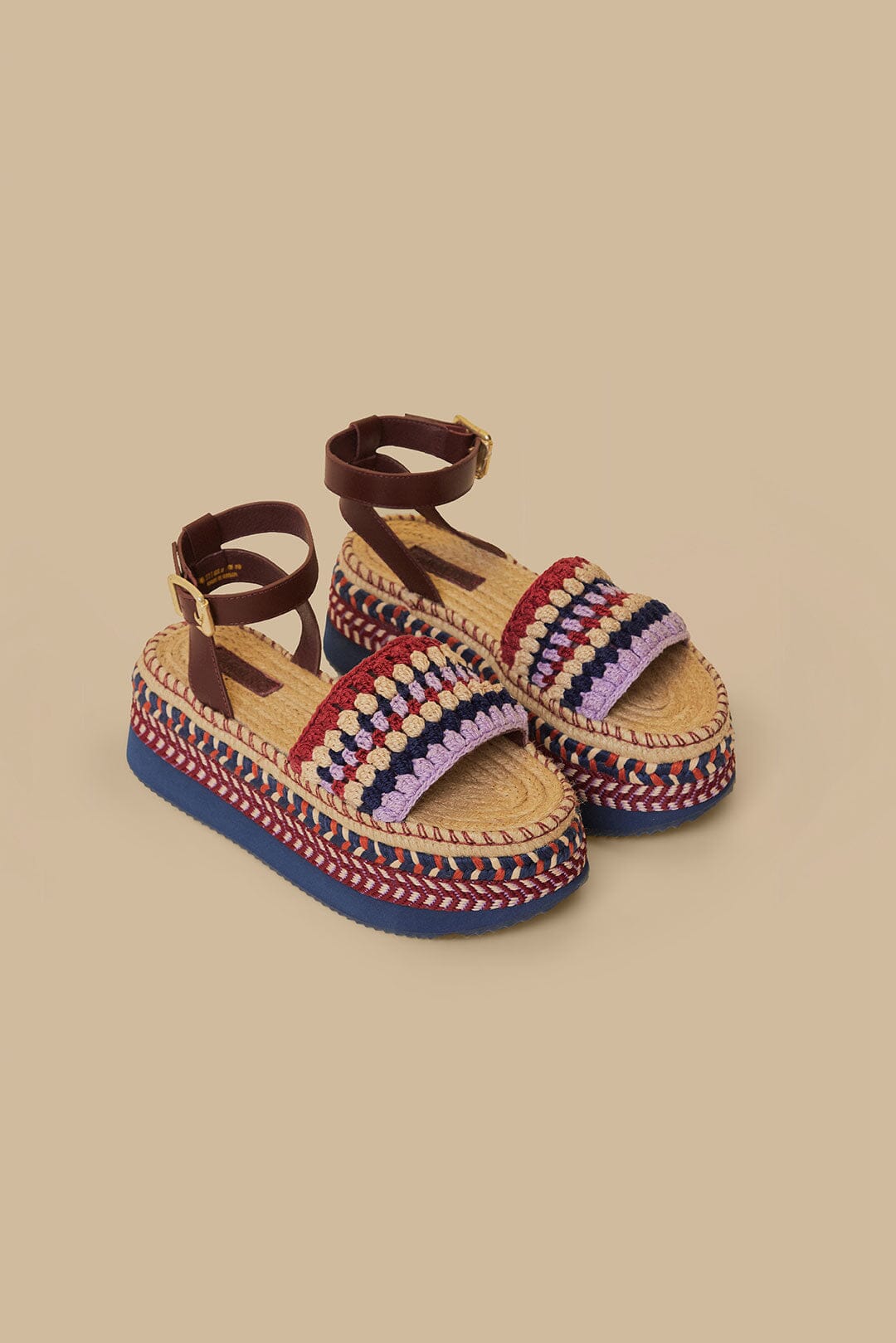 Espadrilles à plateforme Marsala en crochet - Multicolore