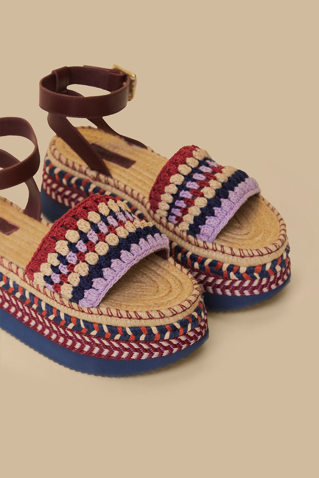 Espadrilles à plateforme Marsala en crochet - Multicolore