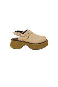 Sabots à bride arrière en cuir - Beige
