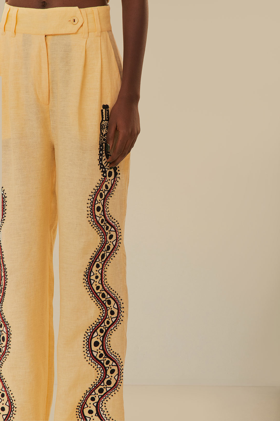 Pantalon Sand Time Snake en lin - Beige