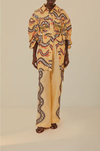 Pantalon Sand Time Snake en lin - Beige