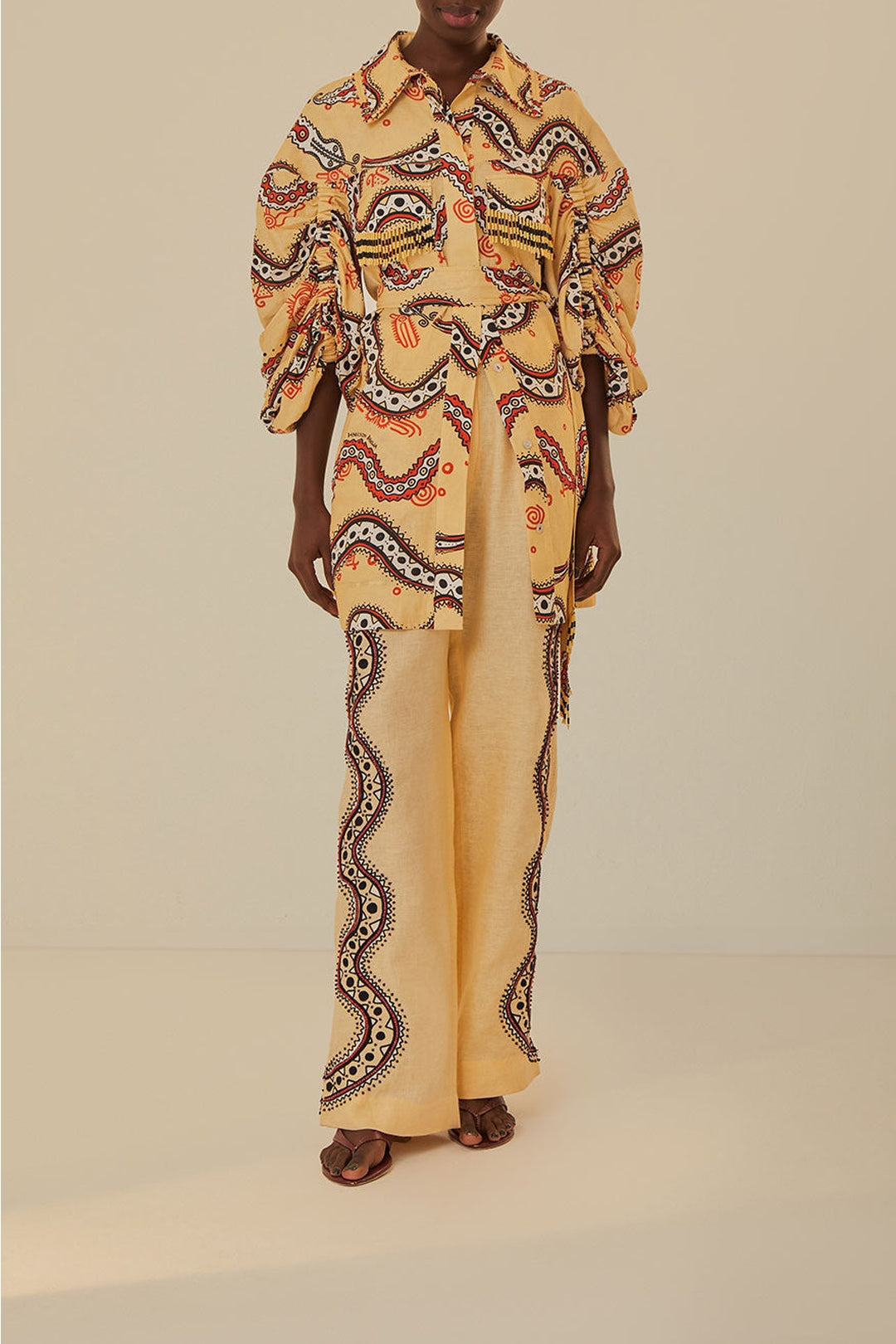 Pantalon Sand Time Snake en lin - Beige