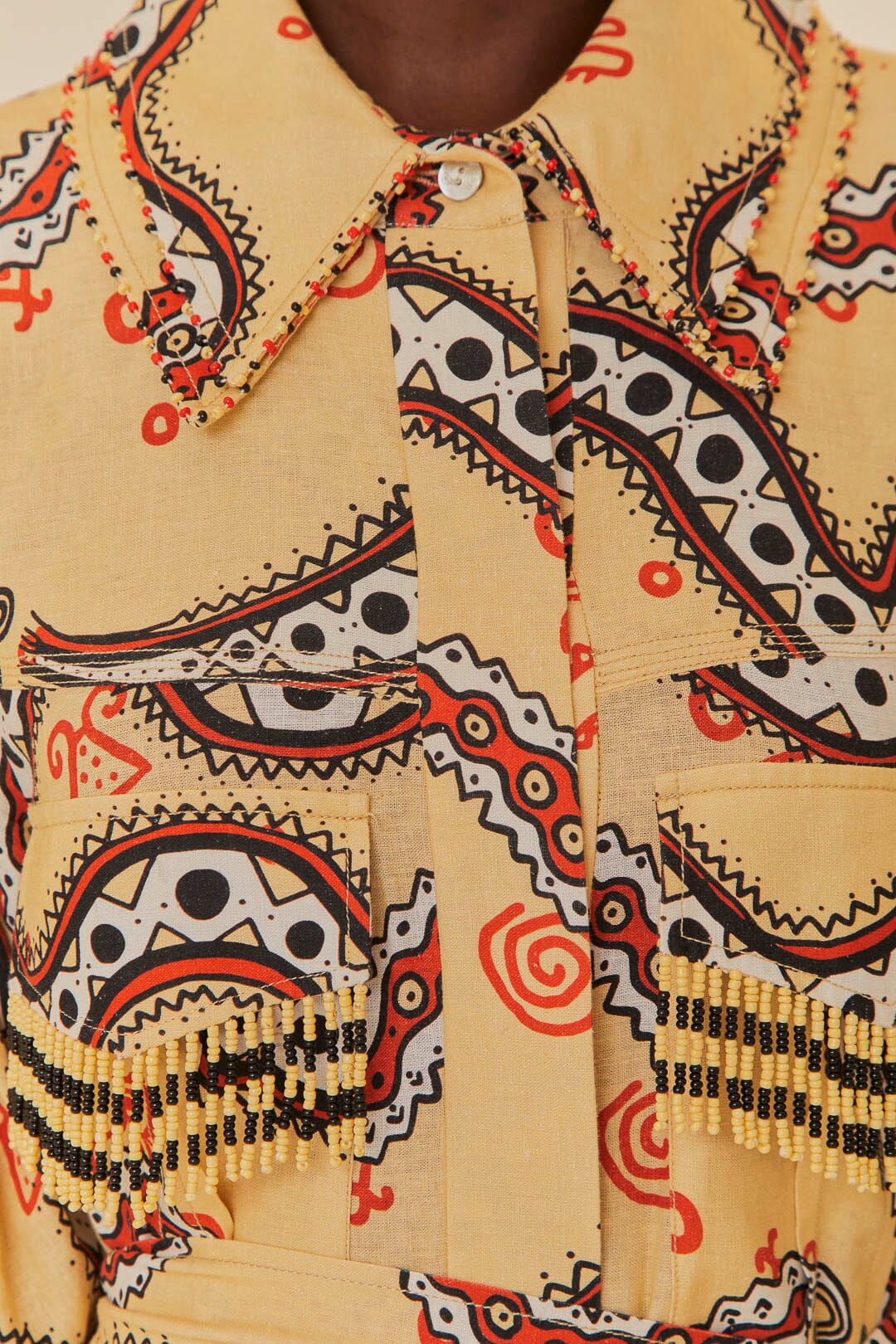 Robe courte Time Sand à motif serpent en lin - Beige