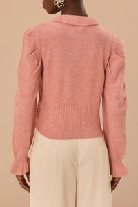 Cardigan à volants en maille - Rose