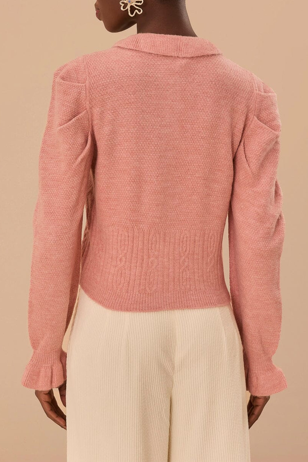 Cardigan à volants en maille - Rose
