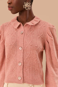 Cardigan à volants en maille - Rose