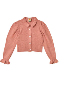 Cardigan à volants en maille - Rose