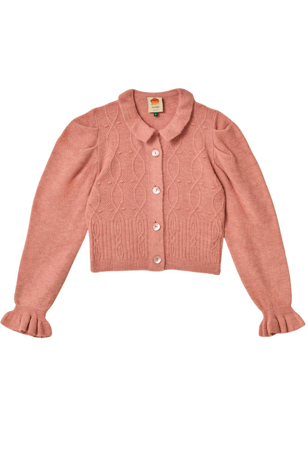 Cardigan à volants en maille - Rose