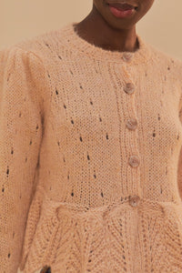 Cardigan à volants en maille - Beige