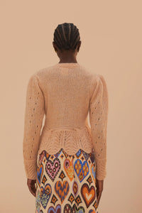 Cardigan à volants en maille - Beige