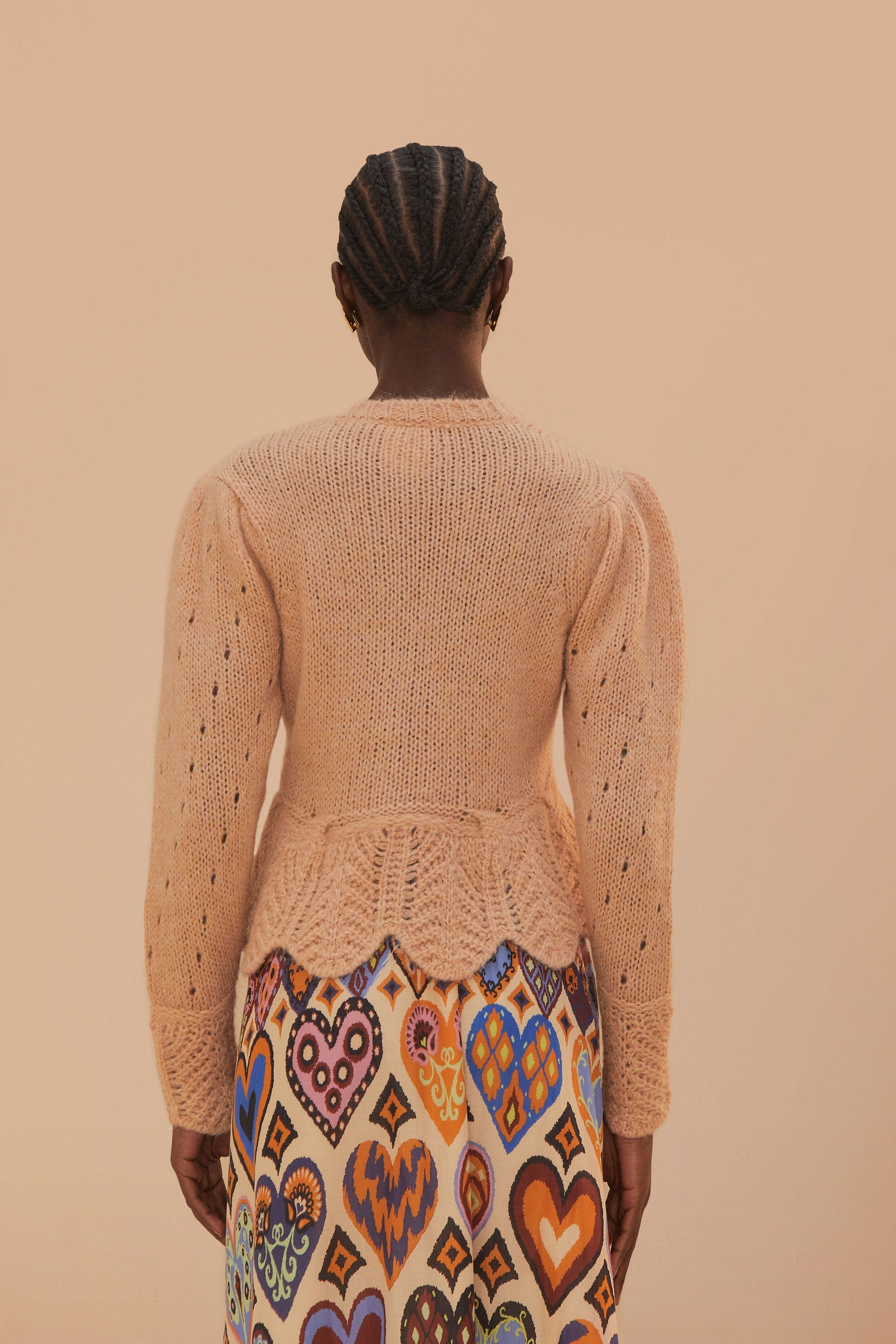 Cardigan à volants en maille - Beige