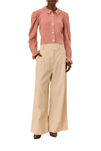 Pantalon à double ceinture en coton - Beige