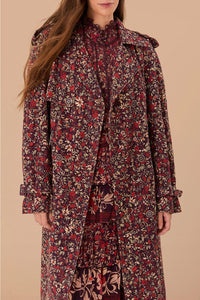 Trenchcoat ajouré Chelsea Garden en coton - Bordeaux