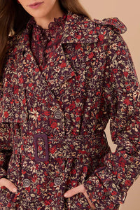 Trenchcoat ajouré Chelsea Garden en coton - Bordeaux