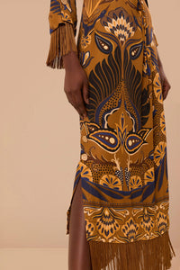 Robe longue à motif de cœurs - Marron