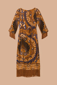 Robe longue à motif de cœurs - Marron