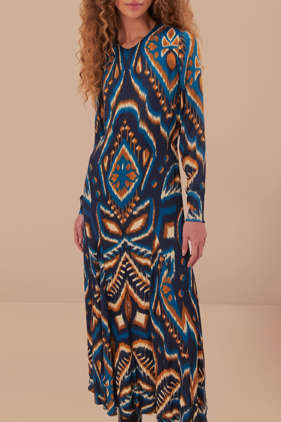 Robe longue à motif d'ananas - Bleu